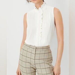Ann Taylor Ruffle Pintucked Popover Shell Size XS